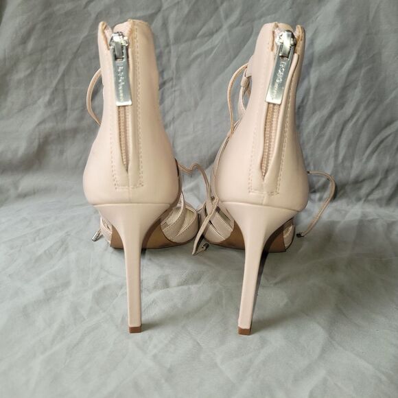 BCBGeneration size 8 blush pink Lace-up  Zipper Closure Open Toe Stiletto heel - Picture 3 of 9